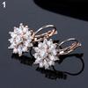 Women's Luxury Zircon Stud Earrings with Floral Design, Jewelry Gift