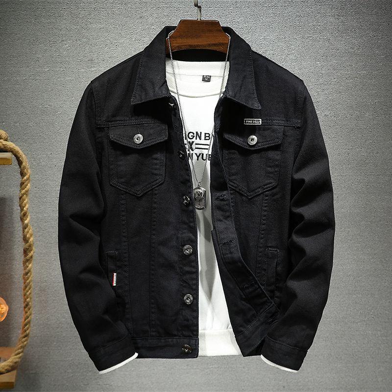 Autumn Denim Jacket Men Turn Down Collar Coat for Men Retro Hip Hop Style Denim Jacket with Multi Pockets Casual Streetwear