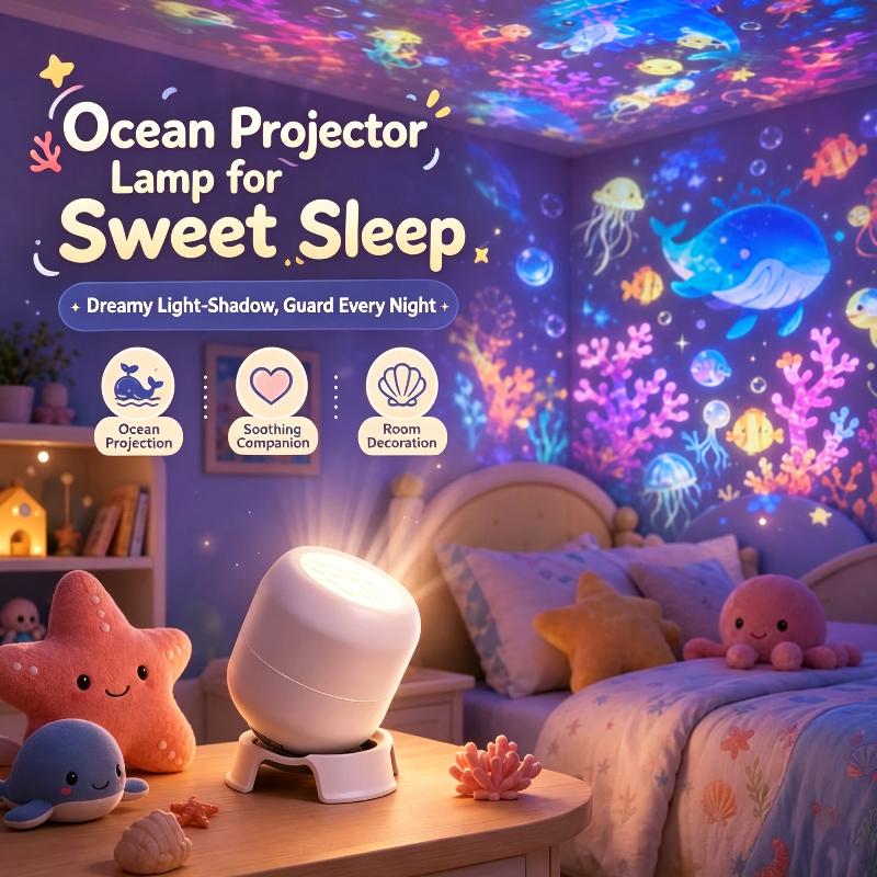 LED Starry Sky Ocean Projector Light USB Powered 360° Rotation Easy Operate Ambient Light for Bedroom Camping Decor