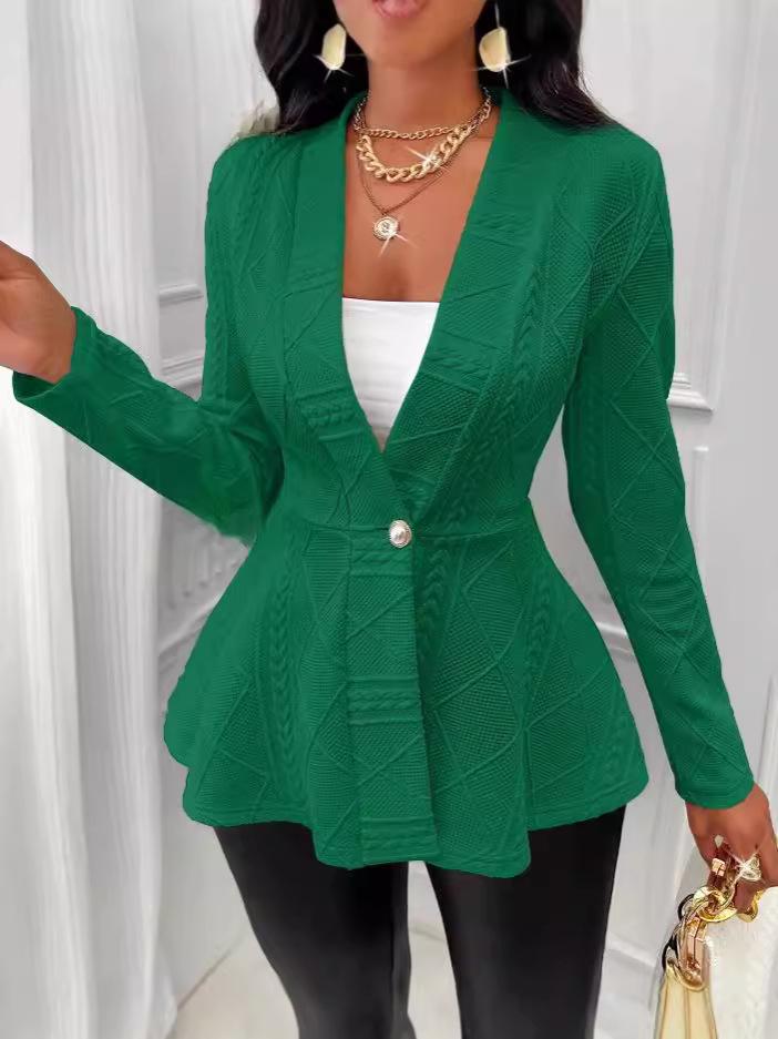 Jacquard 2025 Women's Textured Button Long Sleeve Light Luxury Overcoat