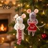Knitting Theme Xmas Tree Baubles Christmas Felt Mouse Ornament, Handmade Felted Wool Hanging Decoration, Handcrafted Winter Crafts Cute Doll for Tree,