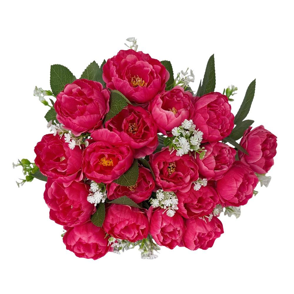 

Silk Petal Simulation Poenies Bouquet Multicolor Faux Flower Mini Poeny Artificial Flower Gift рожевий червоний колір