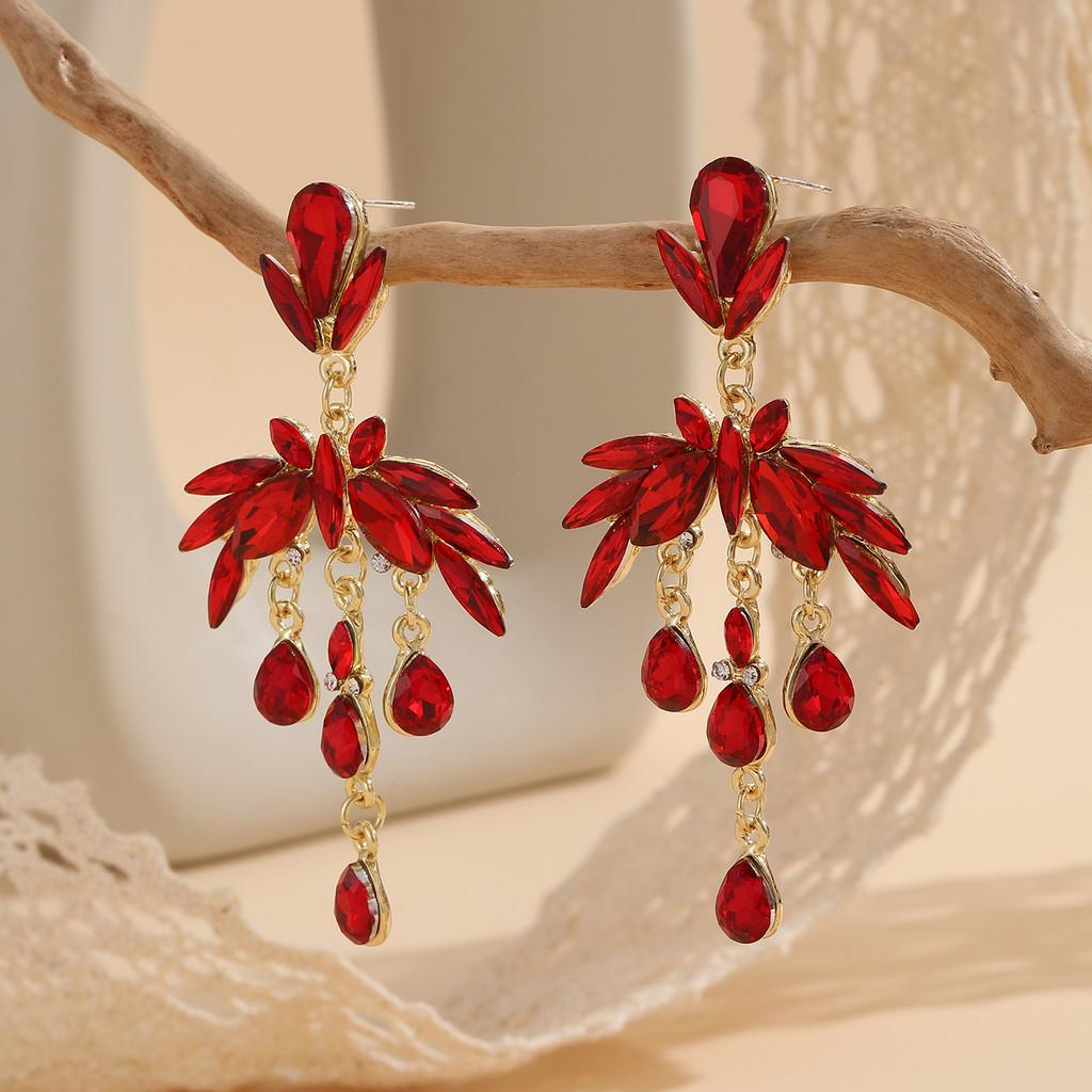Jugendstil Blatt-Hängeohrringe mit Zirkonia für elegante Abendgarderobe