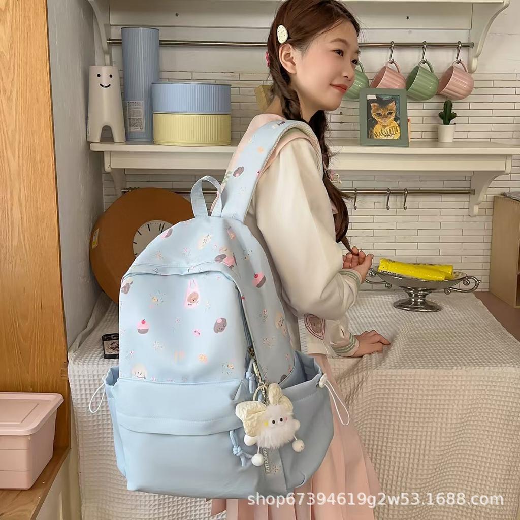 Schoolbag Cute Cartoon Backpack New High Value Junior High School Primary School Students Campus Schoolbag Light Color Matching Sweet Backpack