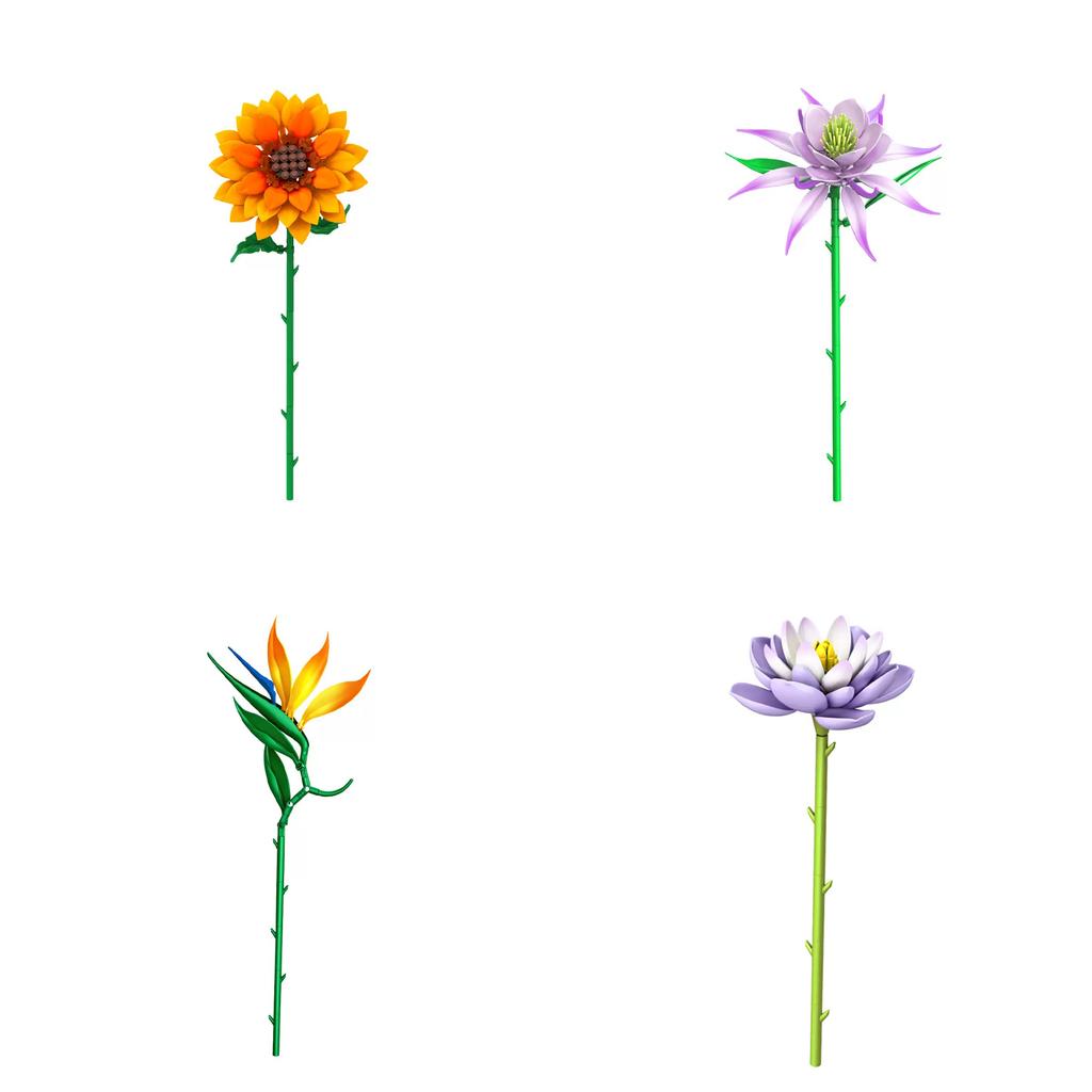 Moc Building Blocks Flower Model Assembly Kit: Diy Educational Building Bouquet Ornament For Girls - Valentine'S Day Gift