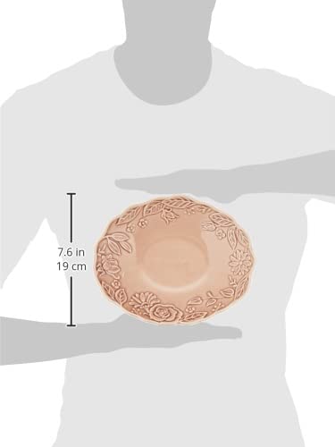 Ceramic Ai Mino Ware YUKURI Rulief Oval Bowl, Microwave and Dishwasher Safe, Made in Japan, Rose, 8375, 22.5 x 18.6 x 4.8cm
