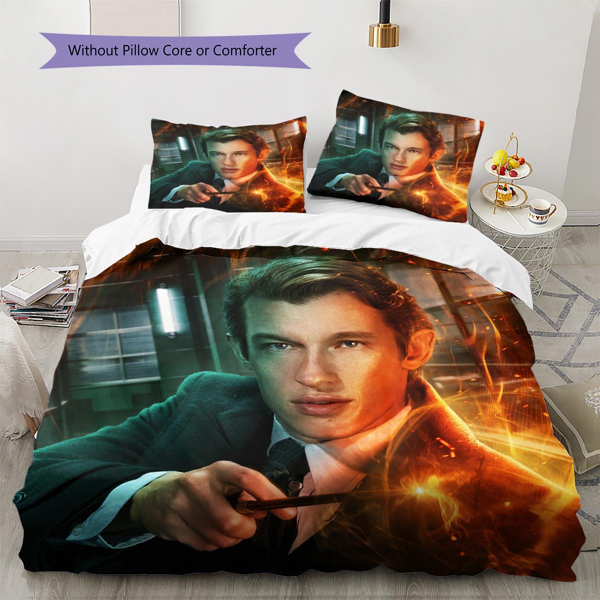 

Fantastic Beasts Bedding Set, 1 Duvet Cover & 2 Pillowcases, Magical Home Decor, Perfect Gift for Fantasy Lovers 135x200cm