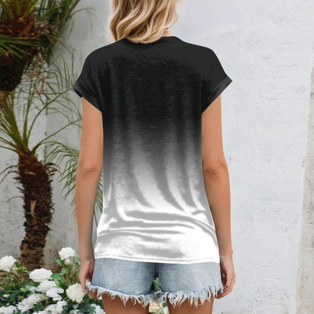 Women Work Casual Fashion Short-sleeved Round Neck T-shirt Top