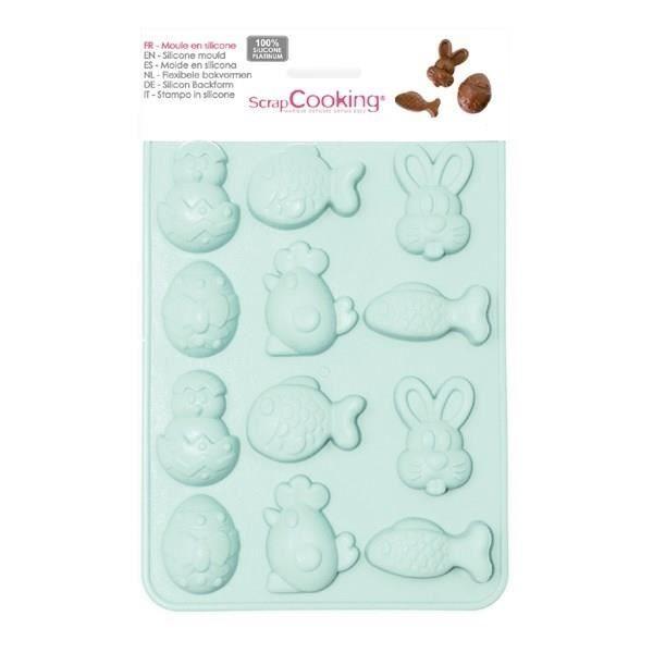 Moule silicone - SCRAPCOOKING - Chococat de Pâques - 12 empreintes de 6 formes différentes - 20.4x14.4x1cm