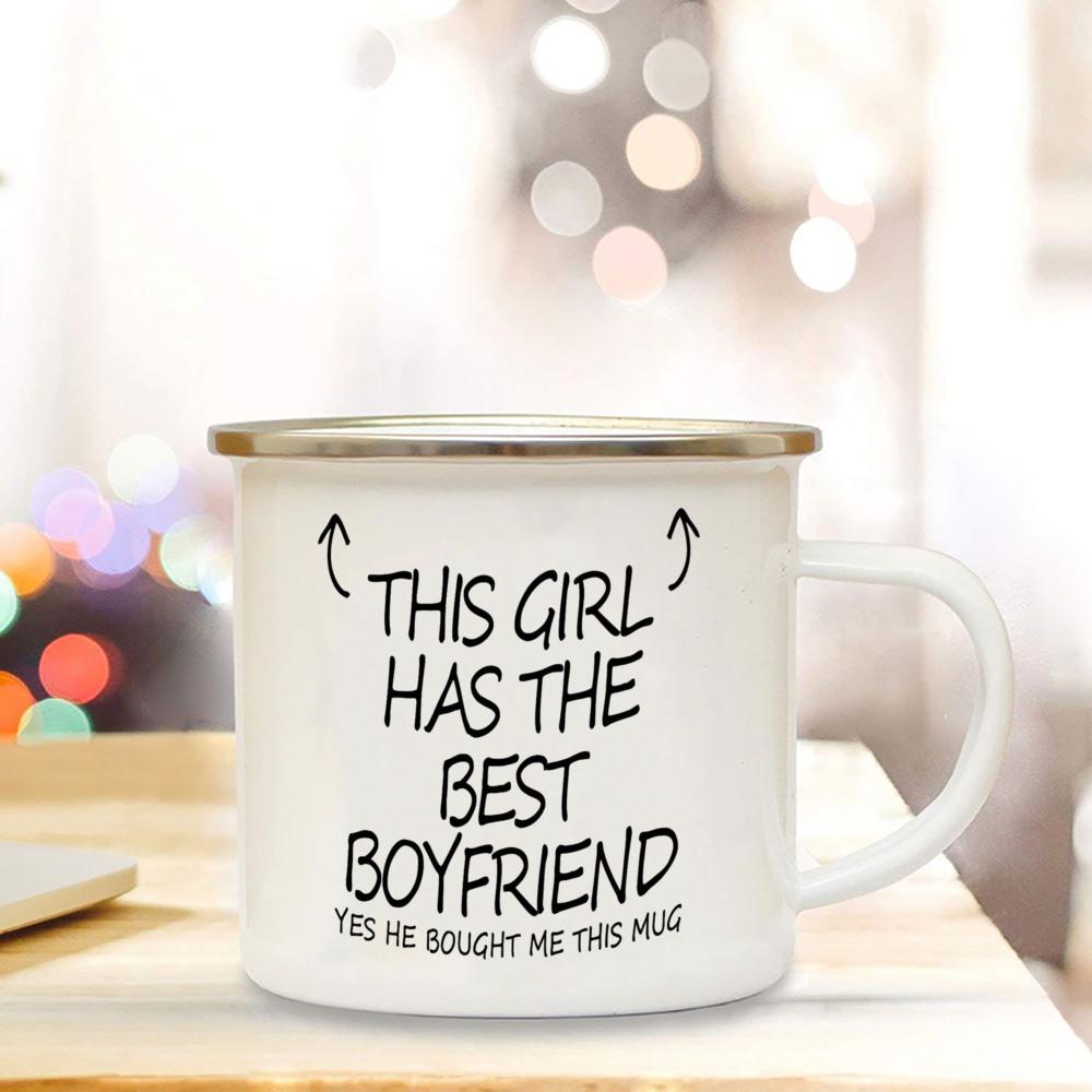 This Mug Belongs To World's Best Girlfriend&Boyfriend Enamel Mugs Anniversary Gift Juice Coffee Cup Gifts for Her Birthday