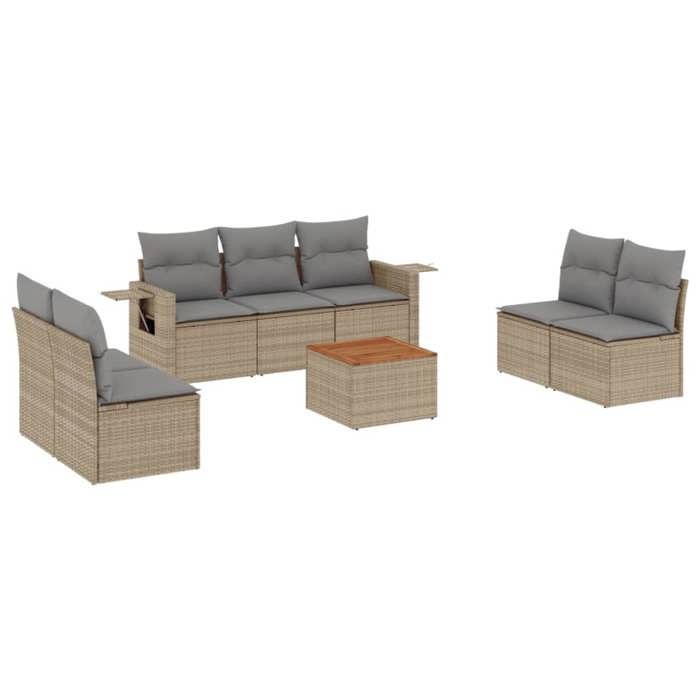 VidaXL Garden Lounge Set with Cushions 8 Pcs, Patio Sofas, Patio Furniture Set, Outdoor Furniture, Beige 3224519