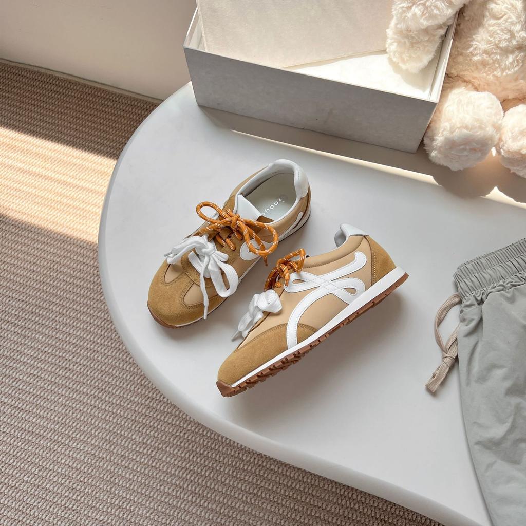 Cowhide~ Soft Sole Inner Height Increase Mandarin Duck Belt Casual Sports Shoes Women's Forrest Gump Training Shoes Versatile Women's Shoes 2