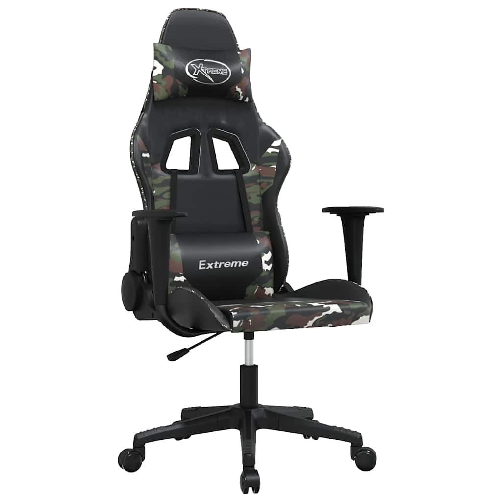 Gaming Chair with Massage Function Black and Camouflage Artificial Leather
