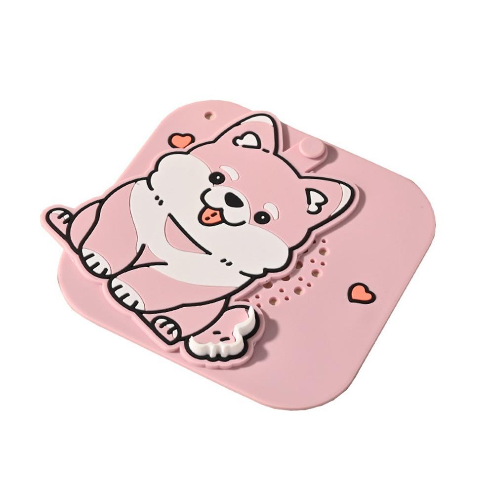 Silicone Floor Drain Cover Cartoon Dog Sewer Filter Pad  for Bathroom Hair Collection