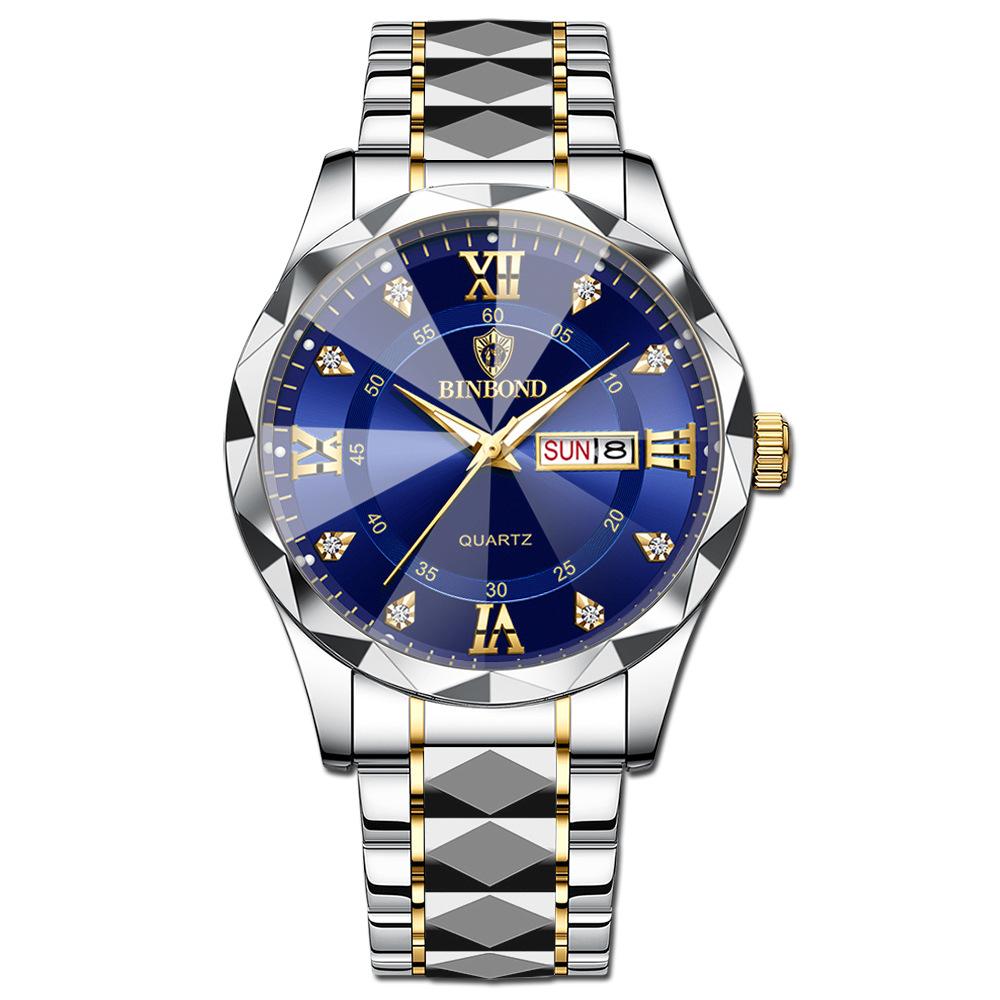 Fashion Mens Watches 30M Waterproof Top Quartz Watch Men Date Week Stainless Steel Dress Wrist Watches for Men Business Watch Man