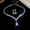 Elegant Rhinestone Inlaid Square Clavicle Necklace Set - Stylish, High-End Design for Women
