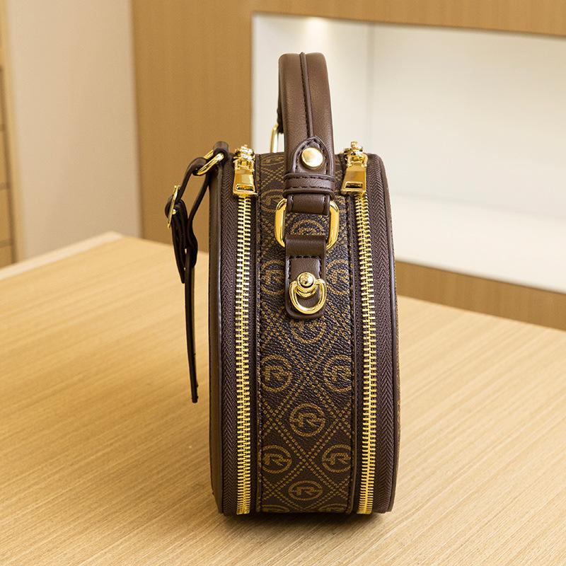 New Fashionable Small Round Bag Retro Handbag Commuter Temperament Shoulder Bag Slanted Versatile Niche Mobile Phone Bag