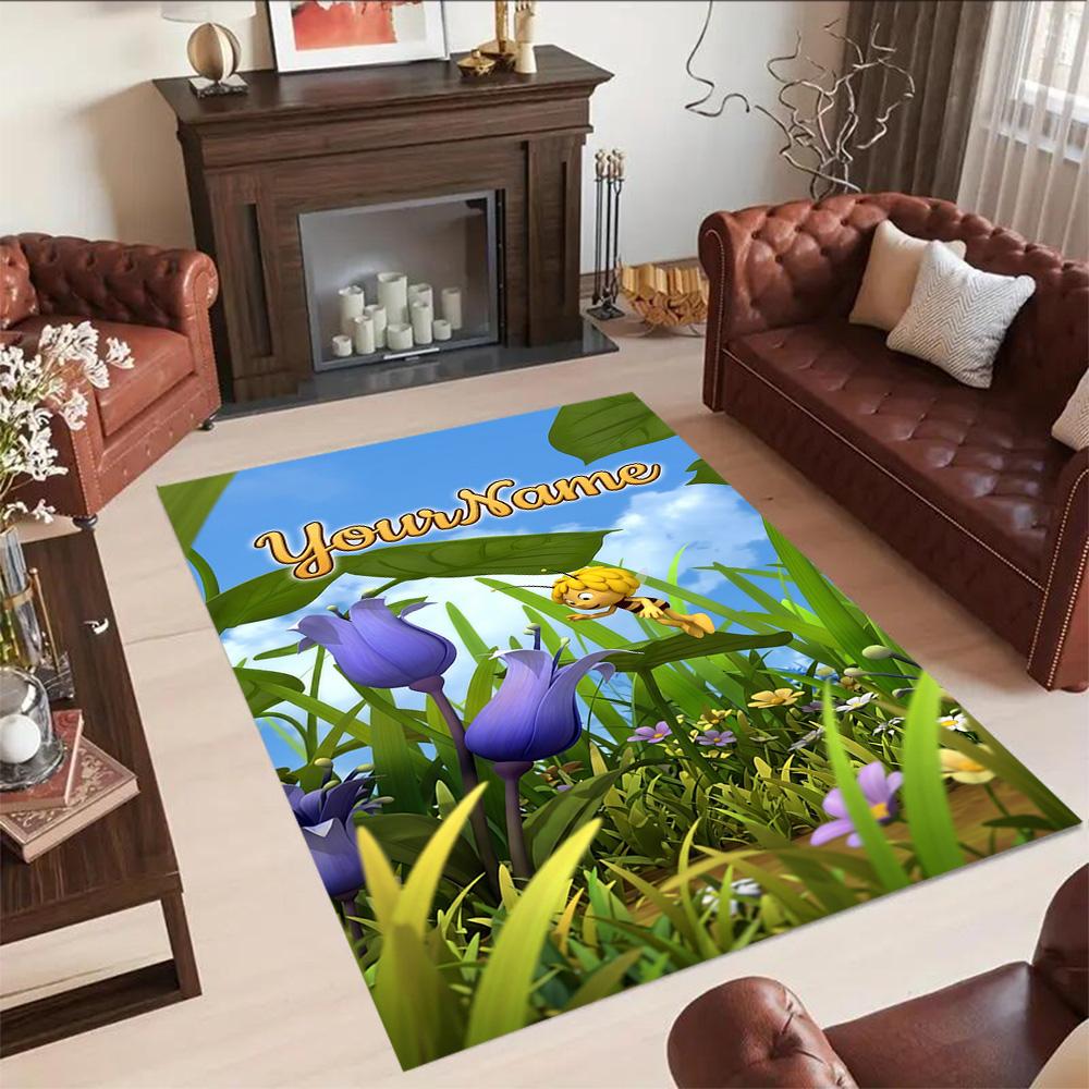Biene Maja Personalized Text Floor Mat Perfect for Kitchen Dining Room Bedrooms Game Room Anti-slip Rug Office home decor Best for Christmas