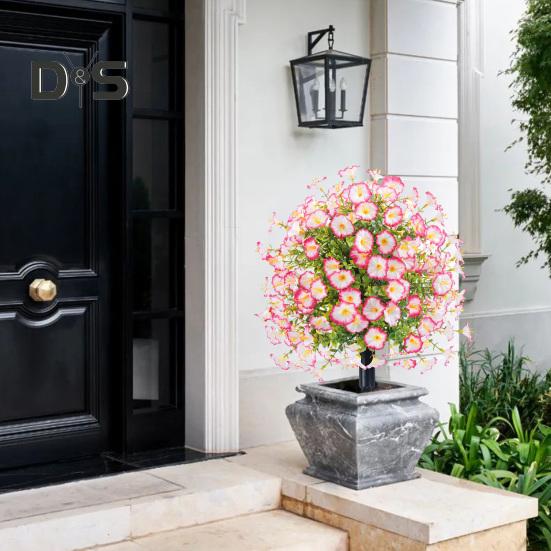 Faux Morning Glory Flowers Artificial Morning Glory Bush with Ground Spike Realistic Fake Greenery Shrubs for Outdoor Indoor Farmhouse Porch Patio