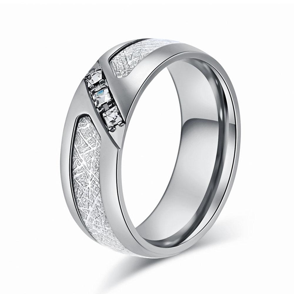 Rhinestone White Stone Ice Silk Rime Titanium Steel Ring Men s Light Luxury Personality Hand Jewelry Wear Rings 7 серебряный
