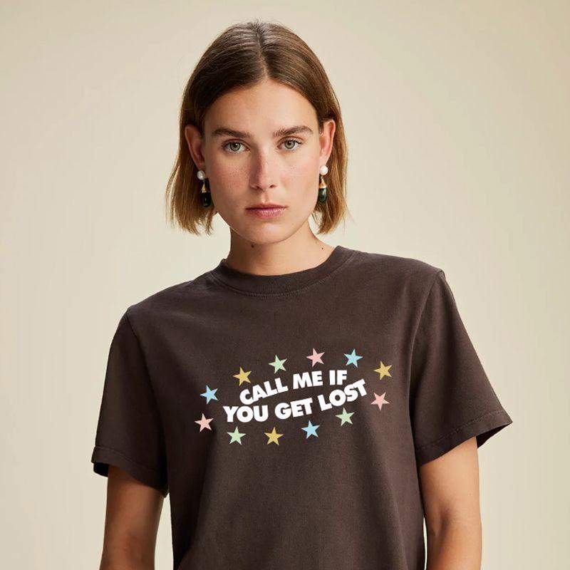 Call Me If You Get Lost American Retro XINGX Print Pure Cotton Short Sleeve T-shirt for Women