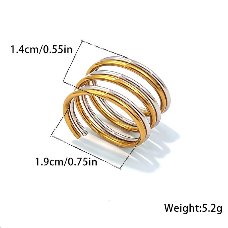 Stainless Steel Line Ring for Women Men Minimalist Exaggerated Geometric Wide Finger Ring Vintage Casual Versatile Jewelry Gift