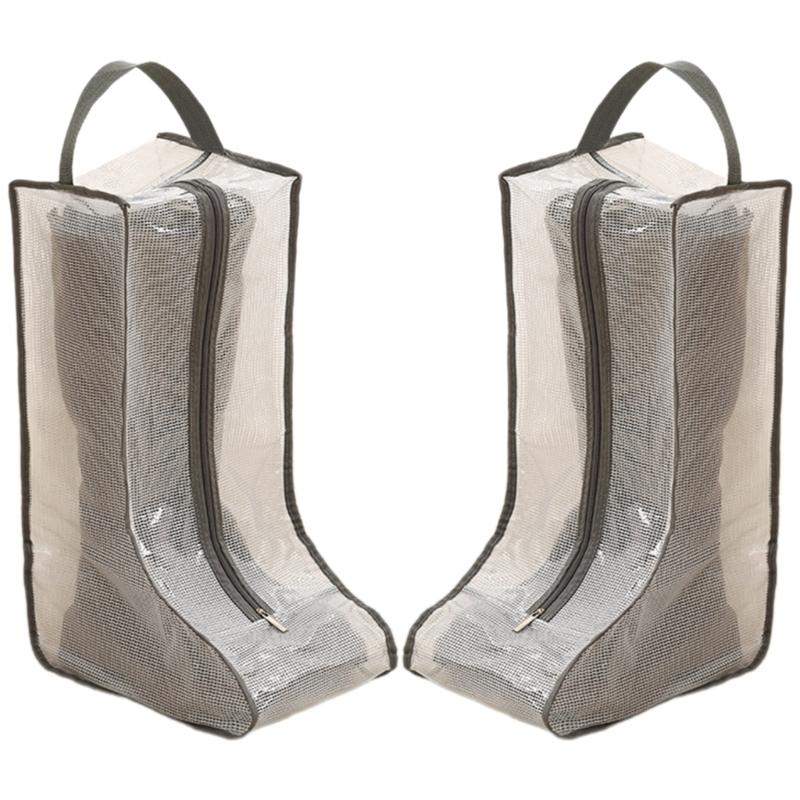 Set Of 2 PVC Boot Bags Dust Protector Shoes Bag Rubber Boot Bag With Clear Viewing Panel High Boot Storage