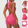 Women's Sleeveless Half-Zip One-Piece Yoga Bodysuit with Chest Pad