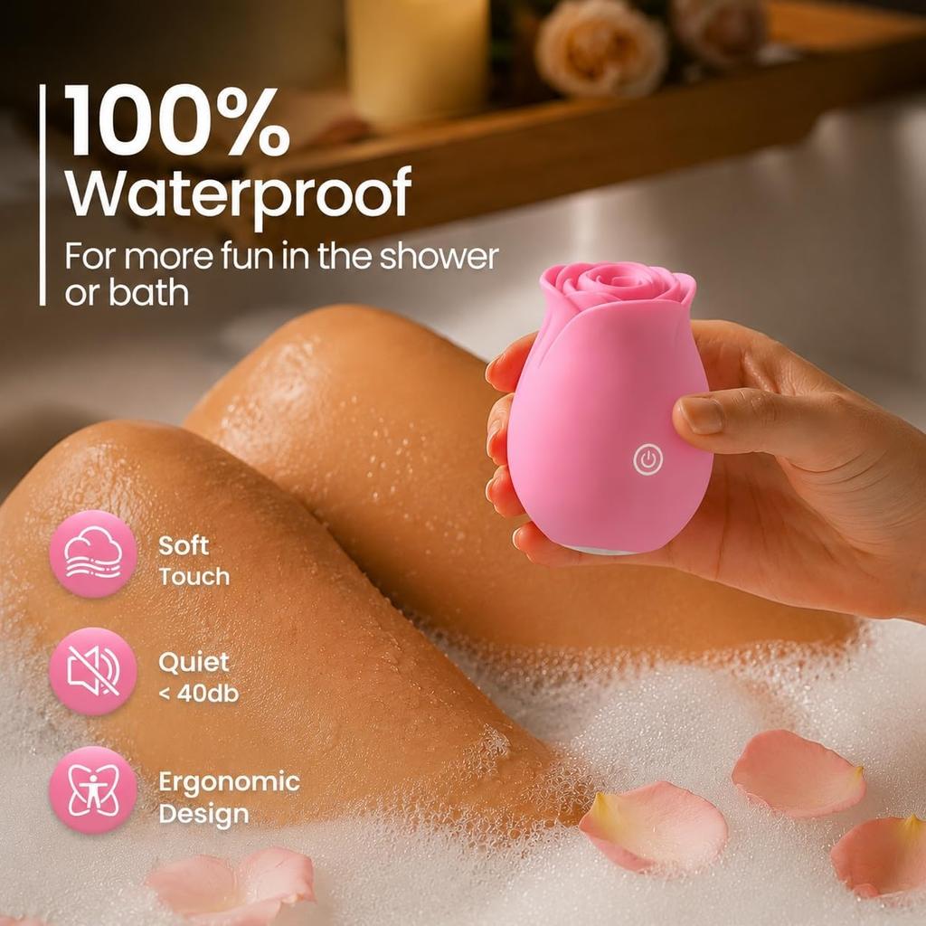 Ladies' Rose Sex Toy Vibrator, APP Controlled Rose Adult Toy, with 9 Suction and Vibration Modes, Waterproof Sex Toy Suction Device