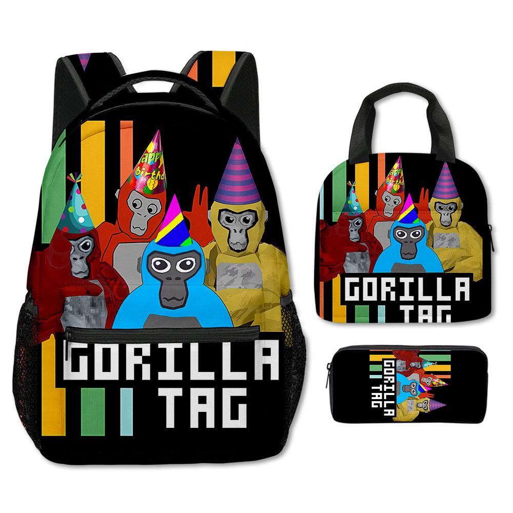Fashion Novelty Cool Novelty Gorilla tag 3D Print 3pcs/Set Student School Bags Laptop Backpack Crossbody Lunch bag Pencil Case