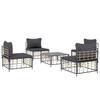 VidaXL Garden Lounge Set 5 Pcs with Anthracite Cushions Wicker, Lounge Set, Outdoor Lounge Set, 3186711