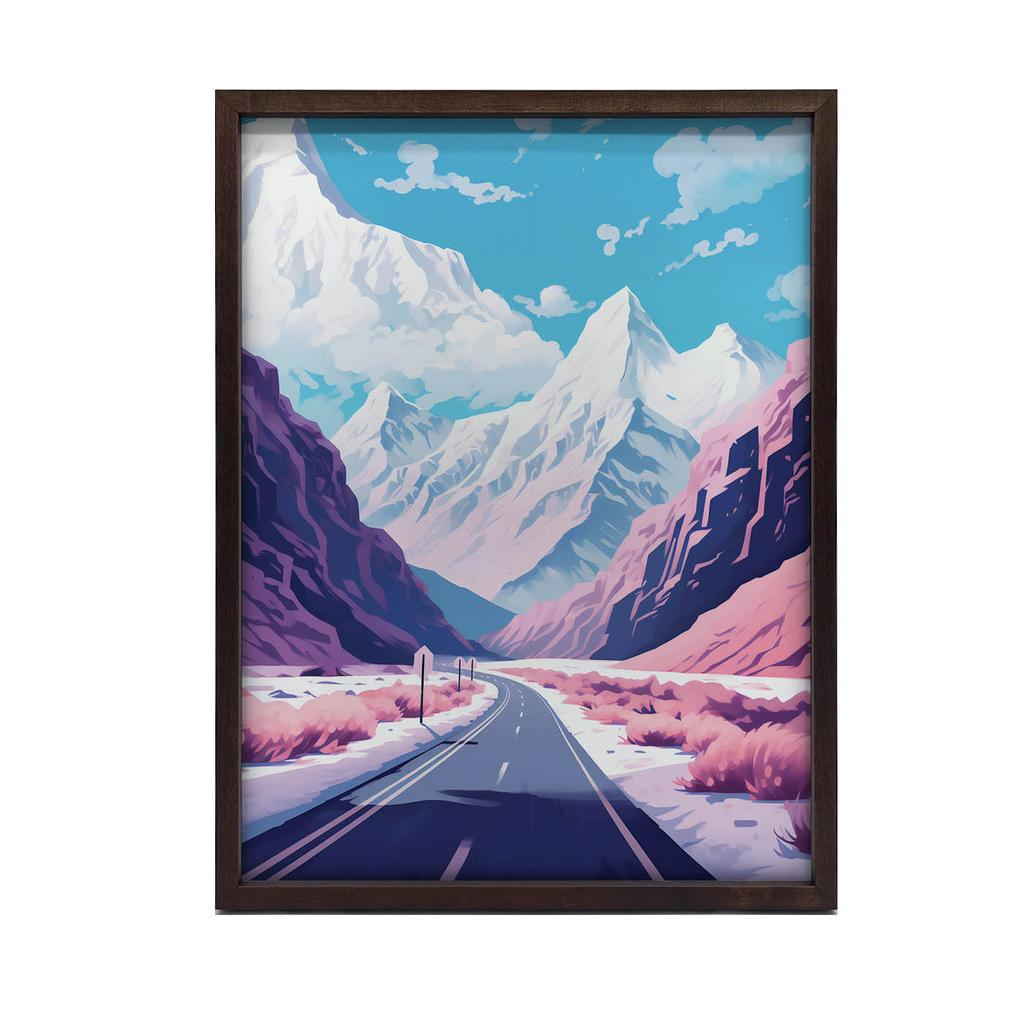 Pastelowy Krajobraz Górski Pastelowy Krajobraz Górski, 70X100 Cm, Rama Drewniana Jasny Dąb, Papier Matowy 230 Gsm