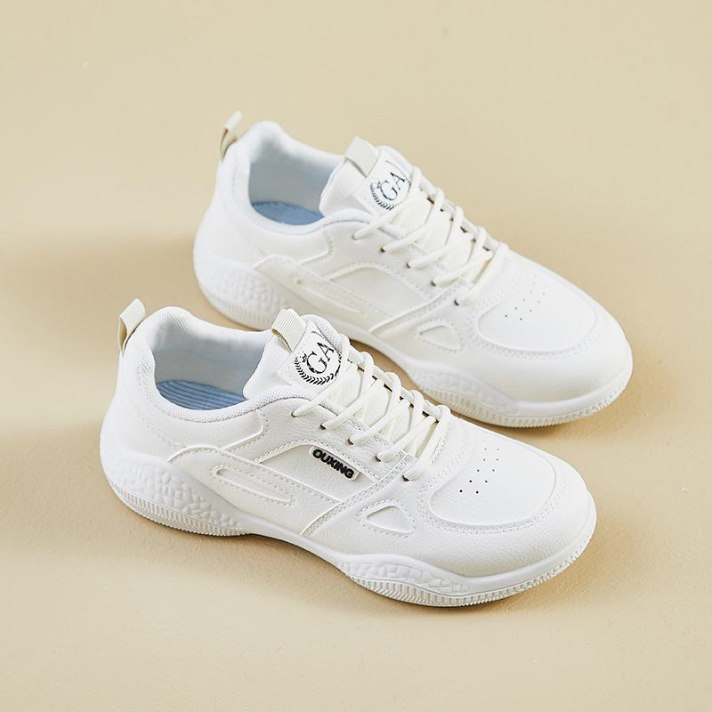 Women's Chunky Platform Sneakers Casual Breathable Lightweight PU Leather Walking Shoes Comfortable Non-Slip Lace-up Work Tennis Sneakers for Women