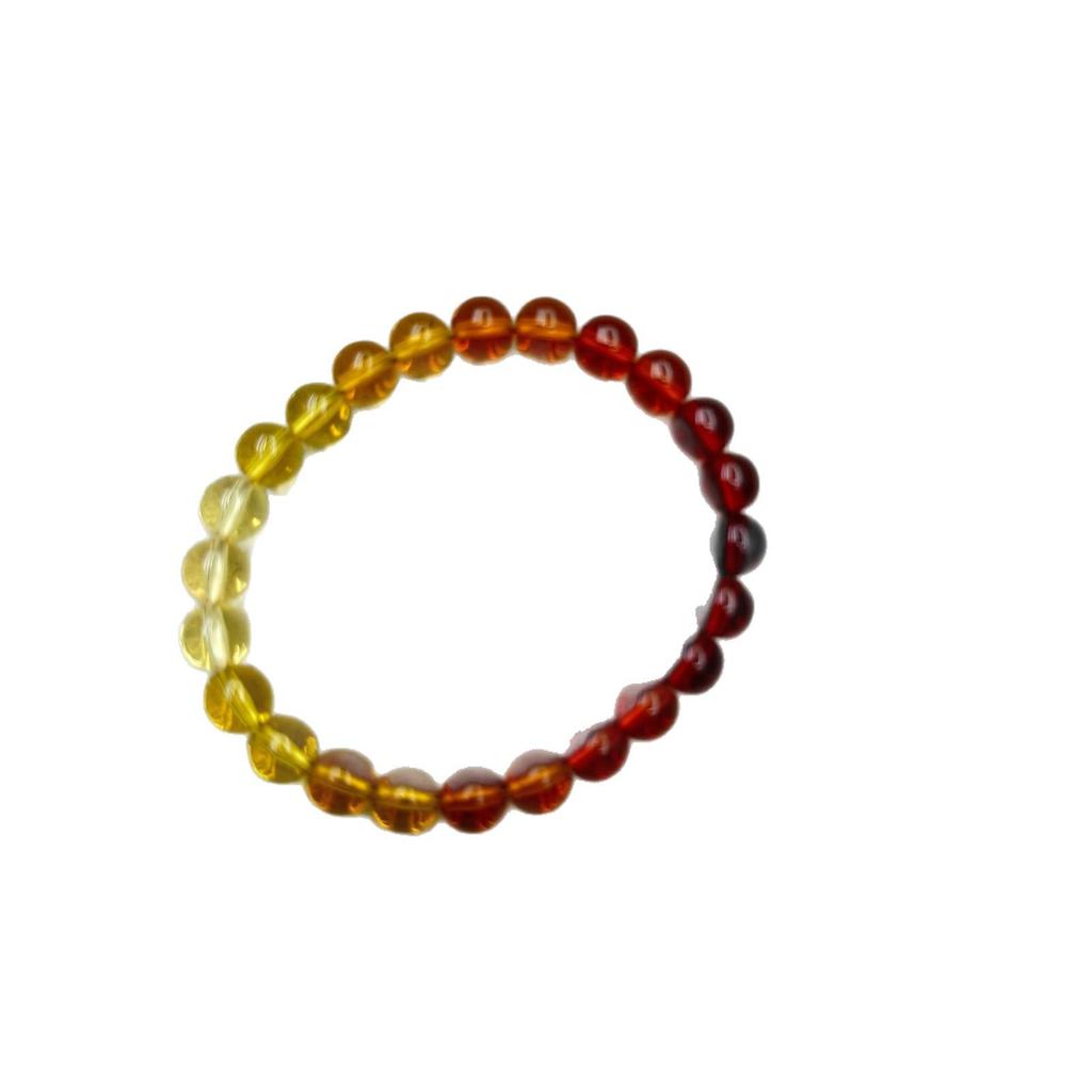 Dwupokoleniowy bursztynowo-miodowy woskowy gradientowy różaniec buddyjski z koralikami z krwi i złotego bursztynu – standardowy rozmiar 8 mm
