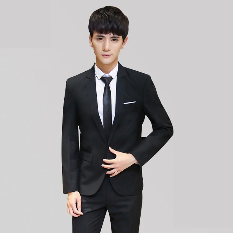Korean Style Men's Slim Fit Three-Piece Suit - Business, Formal, or Wedding Wear