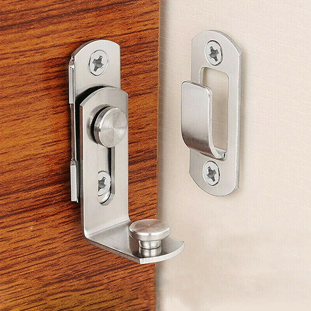 Right Angle Door Latch Hasp 90 Degree Sliding Lock Latch Anti-theft Door Bolt Stainless Steel Cabinet Furniture Lock Hardware