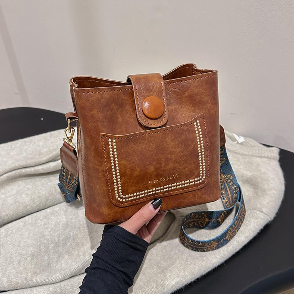 with Bunny Plush Pendant PU Leather Crossbody Bag Large Capcity Ins Square Tote Bag  Ladies/Girls