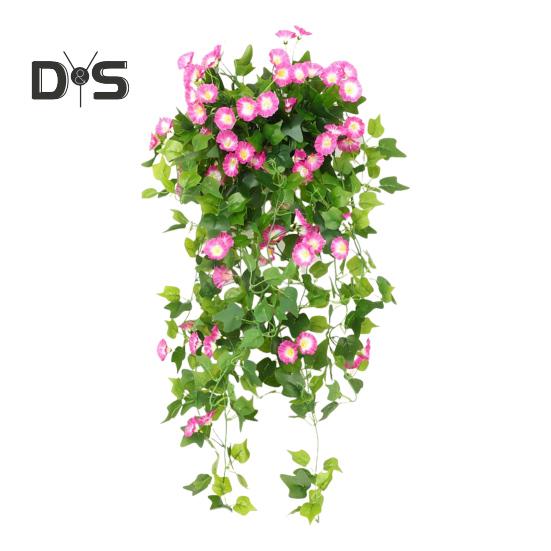 Artificial Morning Glory 44 Heads Realistic Fake Silk Petunia Flower UV Resistant Indoor Outdoor Garden Yard Wall Hanging Faux Flower Plants