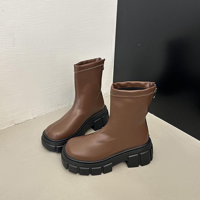 Martin Boots Women's 2025 New Autumn and Winter Velvet Thick-soled Short Thin Boots British Style Advanced Sense Explosive Boots Tide