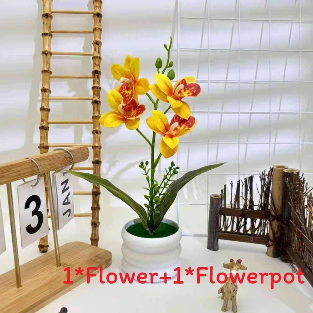 Rolfe Cymbidium Faberi Artificial Plant Flowers Bonsai For Prop Photography