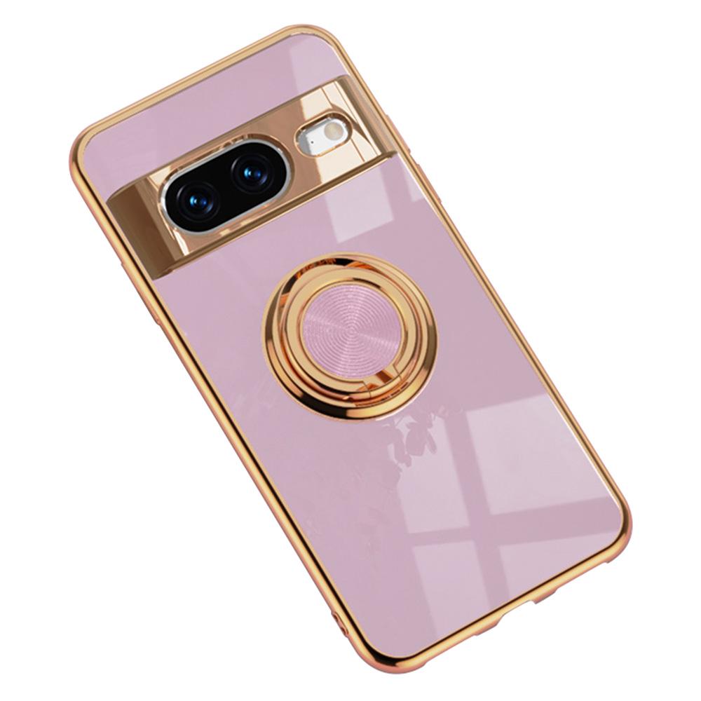 For Google Pixel 8 Case Precise Cutouts 6D Electroplating TPU Phone Cover with Ring Holder