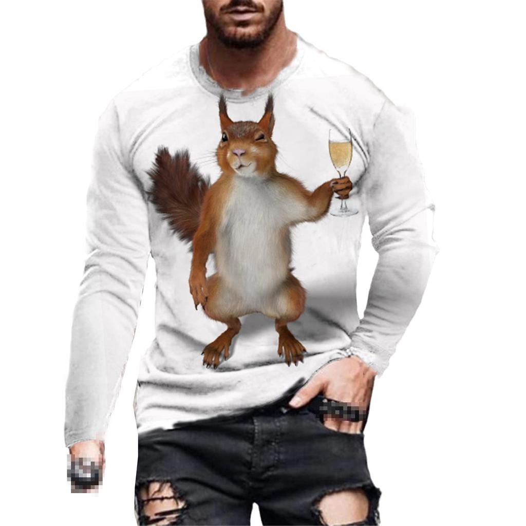 Squirrel 3D Print T-Shirts Men Woman Casual Round Neck Long Sleeve T Shirt Streetwear Harajuku Pullovers Tees Tops Kids Clothing