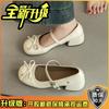 Retro Rivet Bow Mary Jane Shoes French Women 2025 Summer New Simple and Versatile Small Leather Shoes Single Shoes