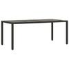 VidaXL Garden Table Glass Top Black 190x90x75cm Woven Resin 365592