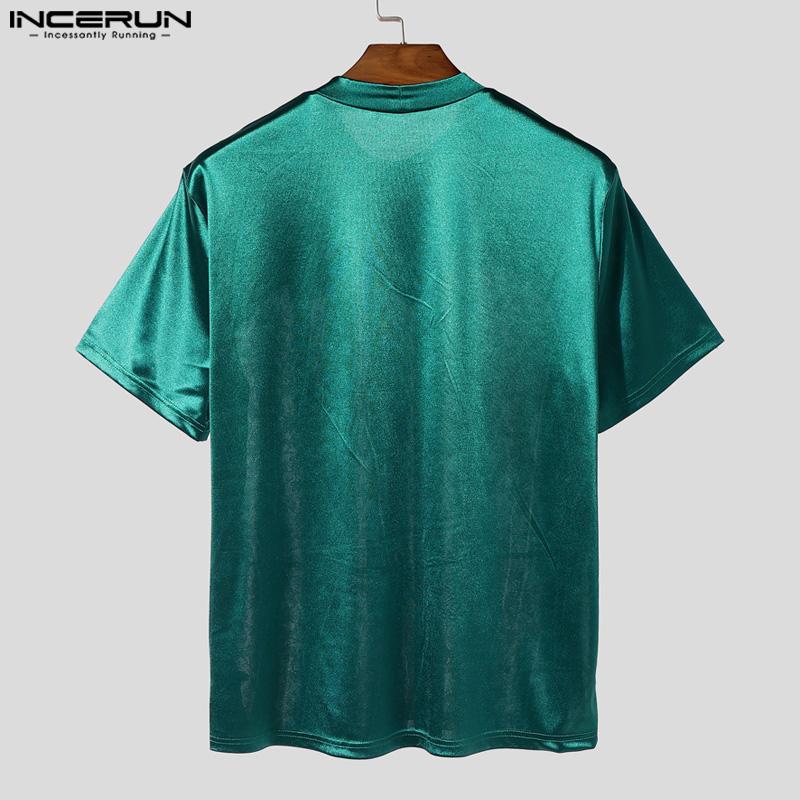 INCERUN Two-pieces Men's Short Sleeve Lace Patchwork T-Shirts Mesh Shorts Outfits Sets