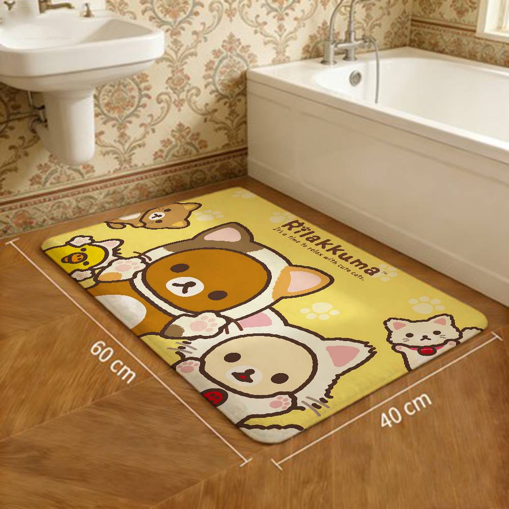 R-Rilakkuma Cartoon Anime Floor Mat Cheaper Anti-slip Modern Living Room Balcony Printed Bedside Mats