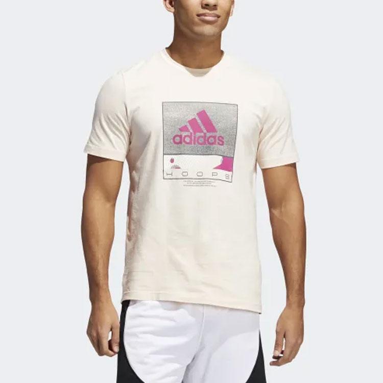Adidas Sport Casual Print Crew Neck Short Sleeve T-Shirt Men Tops Light-Pink GE4521