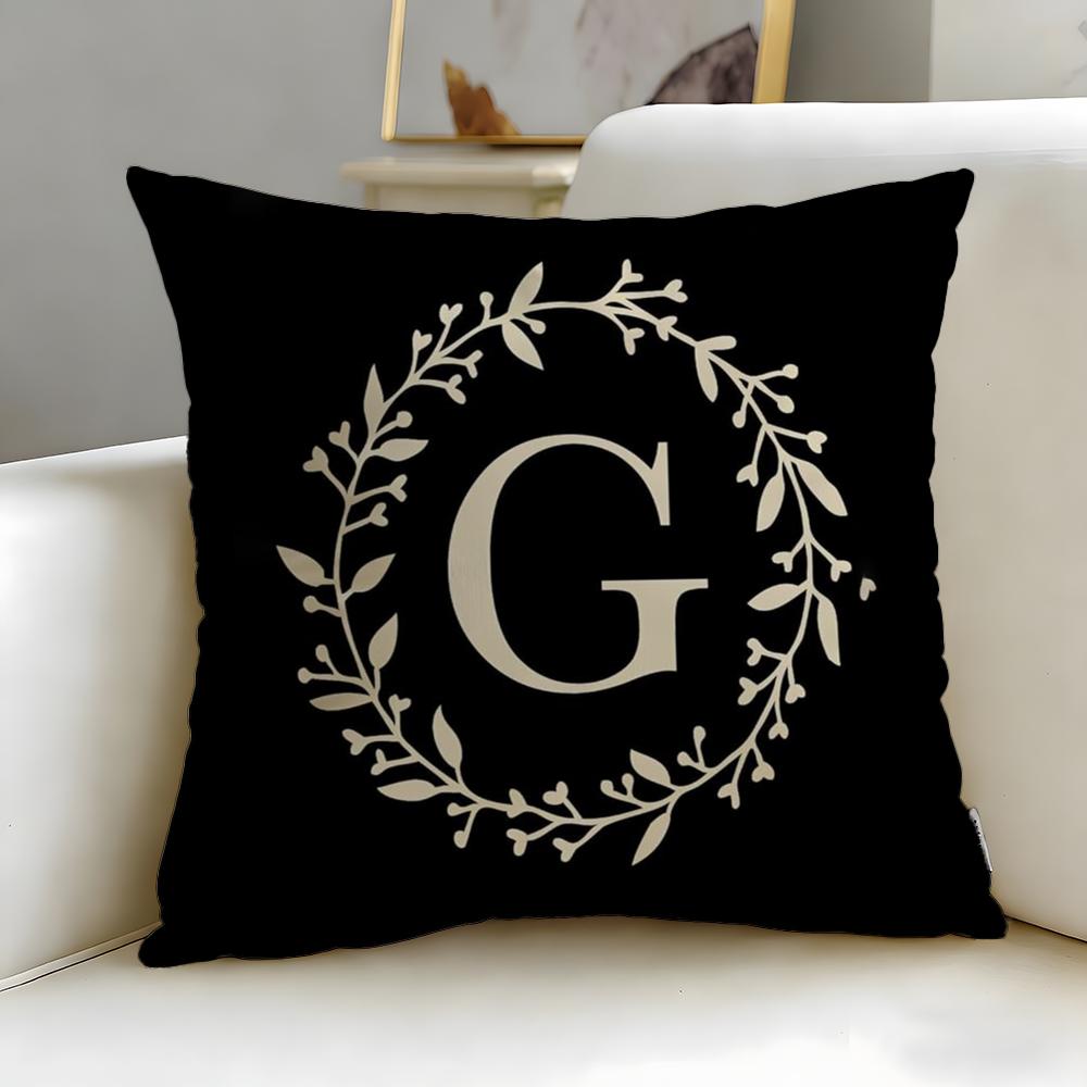 Classic Pattern Monogram Cushion Cover Soft & Easy-Wash Pillow Case – Versatile for Couch, Bed, Travel and Office