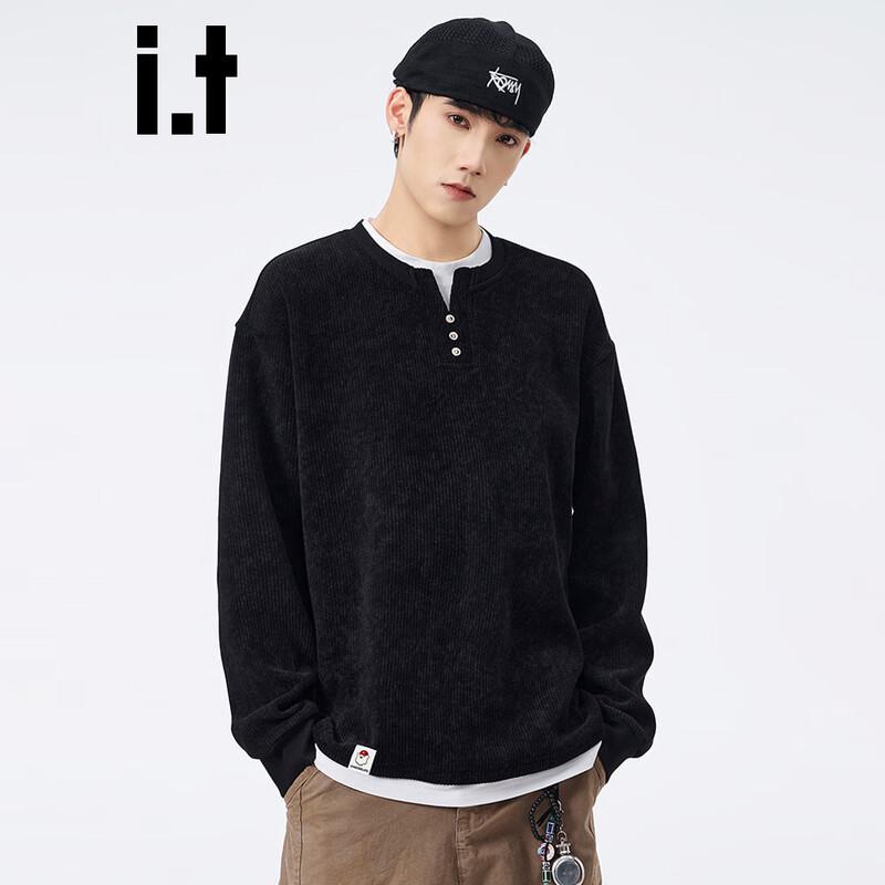 CHOCOOLATE Men's Faux Two-Piece Henley Sweatshirt