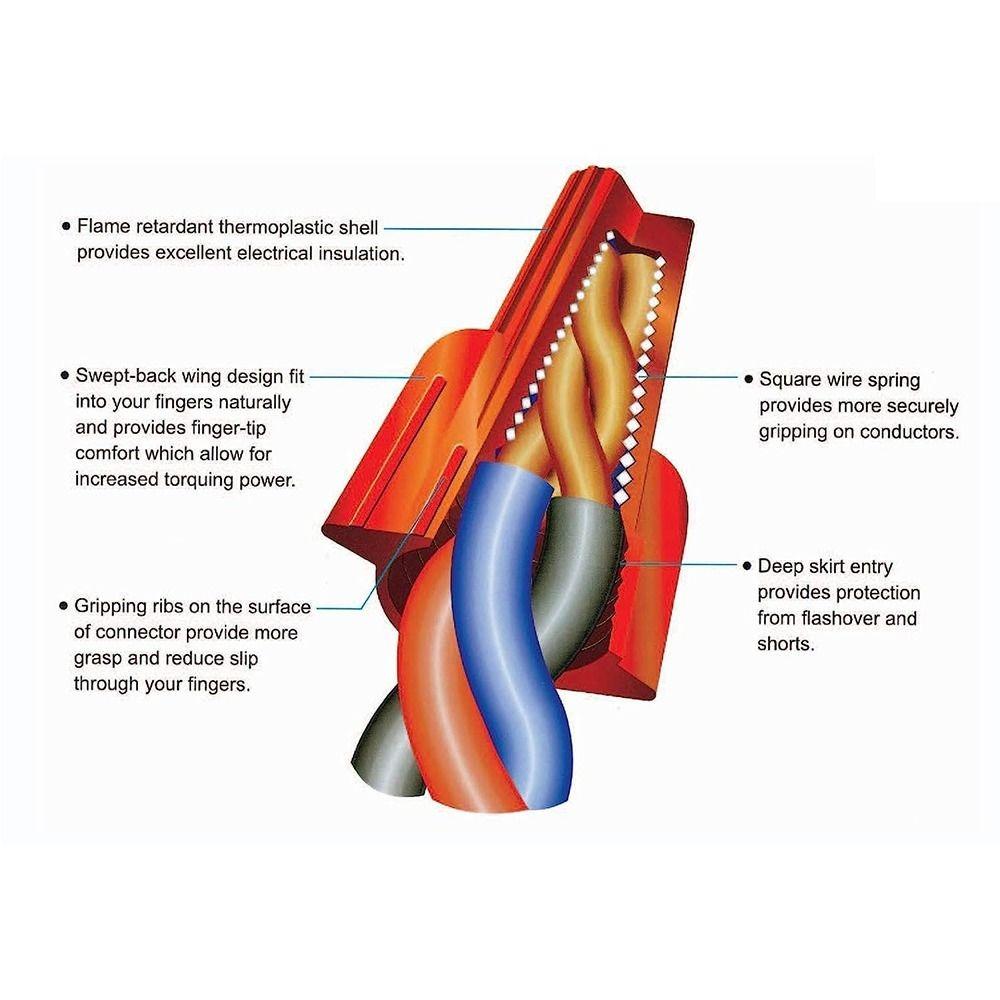 100pcs HP11 Wire Nuts PVC Connect Ribbed Electrical Wiring  Electrical Wiring